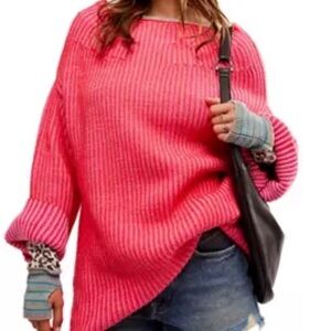 NWT Free People Charlotte Tunic Sweater in Blossom Glow Pink Size X Small